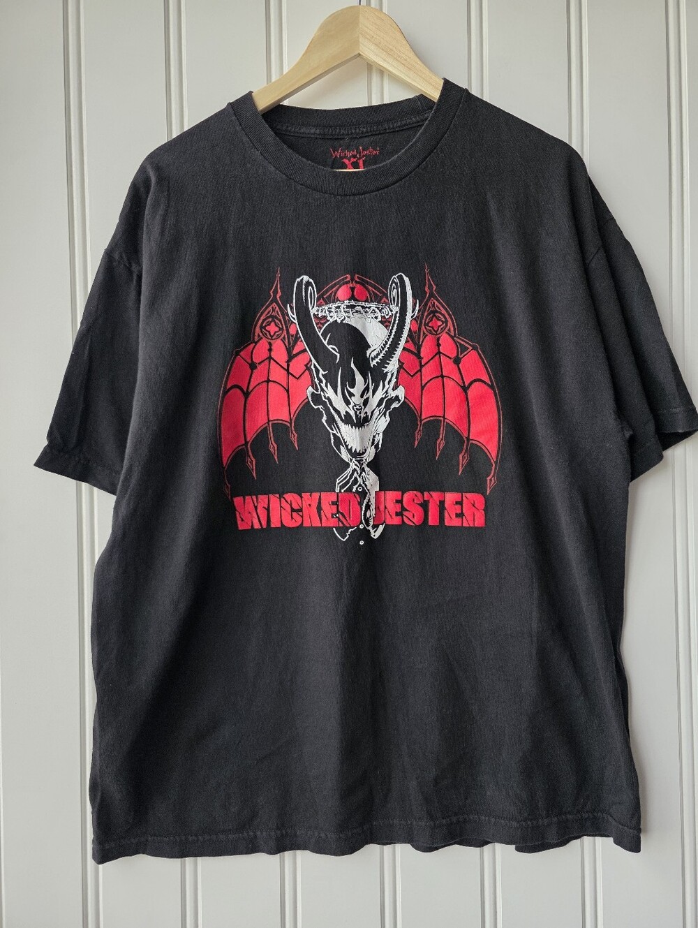 Wicked Jester Devil Demon Skull Goth Black T Shirt Mens XL